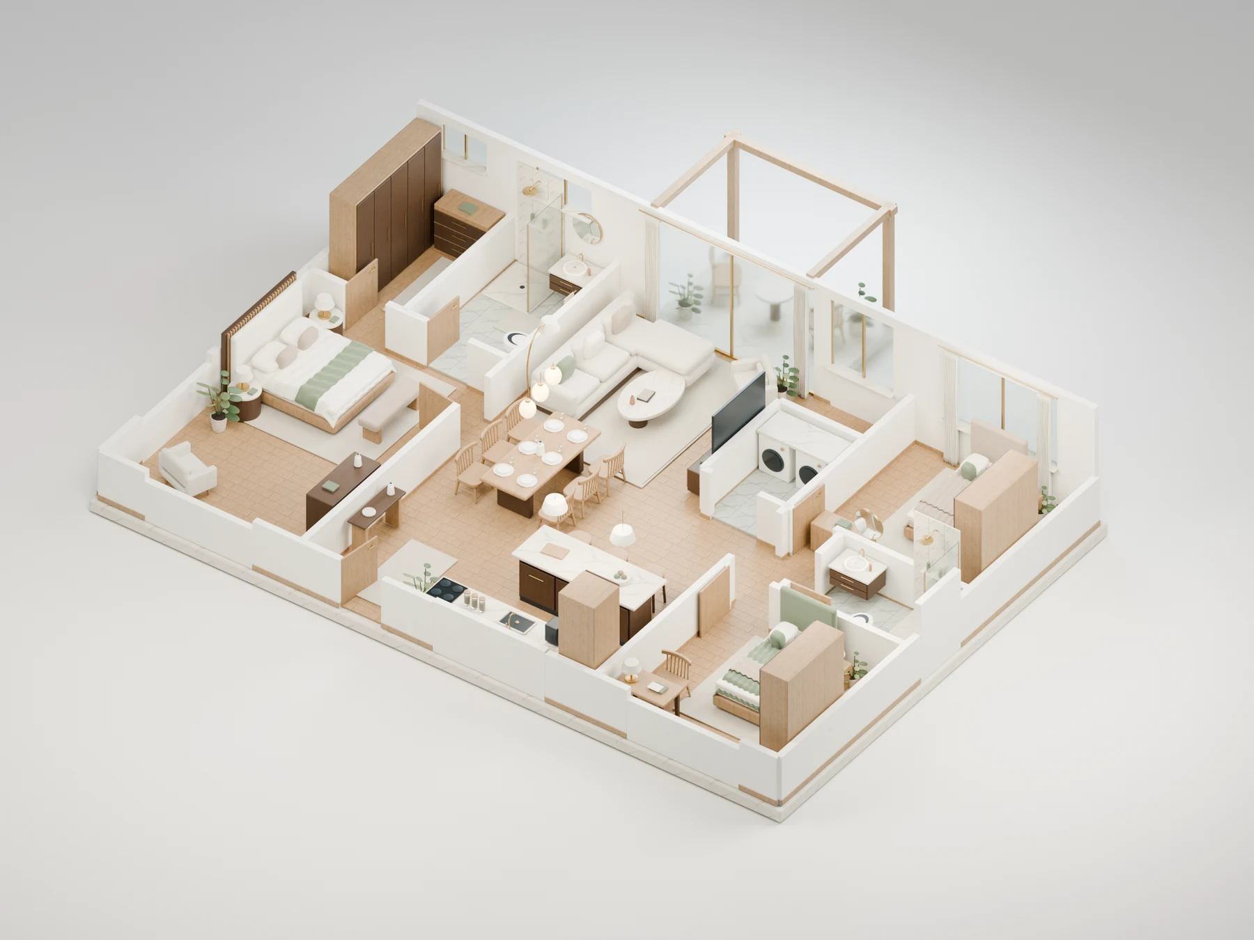 House 02 with its furnished rooms and covered patio